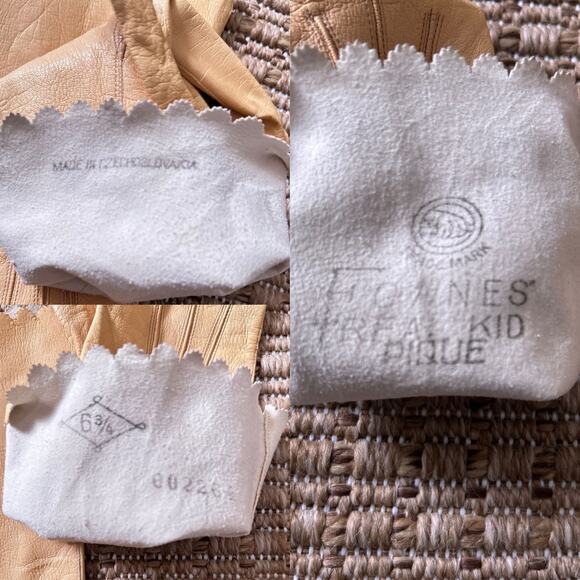 Antique 1930s–50s Czech Kid Leather Gloves, Scalloped Cuffs, Size 6.75 - Picture 6 of 6